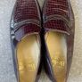 Barker Harvard Penny Loafers UK 10 G Burgundy Croc Embossed Leather Made in England Image 9