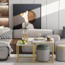 Nesting Tables, Set of 2 End Table, Coffee Tables, Side Table with Metal Frame for Living Room/Bedroom/Balcony/Office/Apartment, Diameter 50/45 cm (Gold Frame, White Marble Top) Image 7