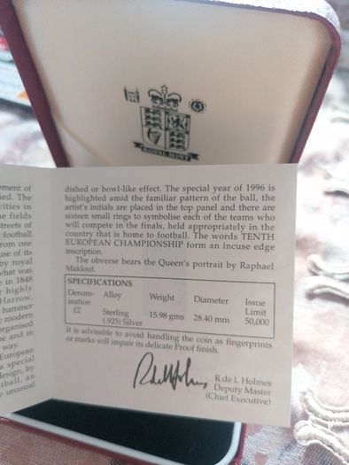 1996 UK Silver Proof 2 Pounds Coin