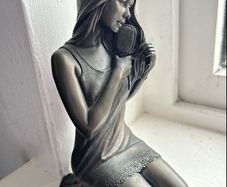 Vintage Lady Brushing Hair Genesis Bronze Figure