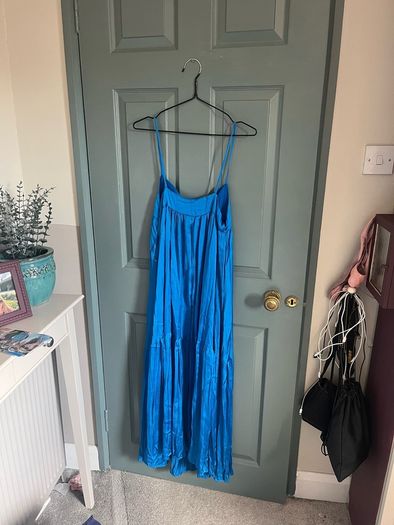 Zara blue silky midi dress