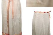 Noa Noa Ladies Silk Peach &amp; Cream Floral Wrap Skirt L 14 includes postage