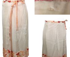 Noa Noa Ladies Silk Peach & Cream Floral Wrap Skirt L 14 includes postage