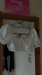 White Milkmaid Cottagecore Crop Top with Puff Sleeves