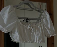 White Milkmaid Cottagecore Crop Top with Puff Sleeves