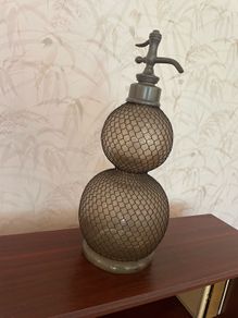 Vintage double-globe glass soda siphon