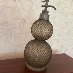 Vintage double-globe glass soda siphon