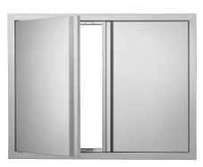 BBQ Access Door, 787x609 mm Double Outdoor Kitchen Door, Stainless Steel Flush Mount Door, Wall Vertical Door with Recessed Handles , for BBQ Island, Grilling Station, Outside Cabinet