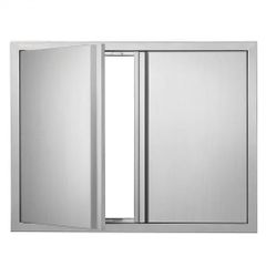 BBQ Access Door, 787x609 mm Double Outdoor Kitchen Door, Stainless Steel Flush Mount Door, Wall Vertical Door with Recessed Handles , for BBQ Island, Grilling Station, Outside Cabinet