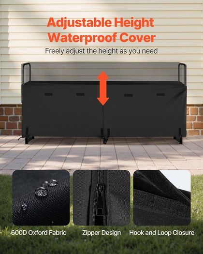 Firewood Rack with Waterproof Cover 257cm