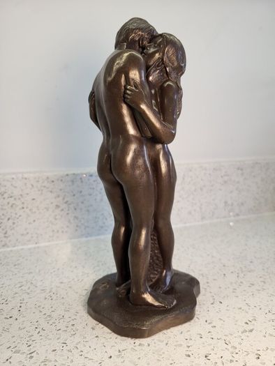 Bronze Statue Vintage Composite Bronzed Figurine Sculpture Titled "The Embrace"