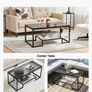 Coffee Table, Modern Tempered Glass Coffee Table with Lighting, 2 Tiers Rectangle Glass Center Desk with Open Storage, Minimalist Metal Accent End Desk for Living Room, Office, Easy Assembly Image 5