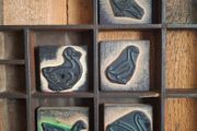 1970s French Birds Printing Blocks (Ink pad included)