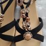 ladies black and gold sandals Image 2