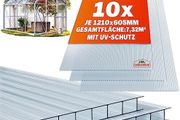 10 x Double Wall Sheets, 6 mm, Can Be Cut to Size, 121 x 60.5 cm, Polycarbonate UV-Resistant, Clear, Twin-Wall Panels, Greenhouse Panels, Multi-Wall Sheets