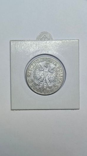 1934 Poland 5 Zloty "Head of Polonia" Silver Coin