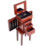 Jewelry Cabinet Standing Wood Jewelry Storage Chest with 3 Drawers, Flip Top Mirror Image 5