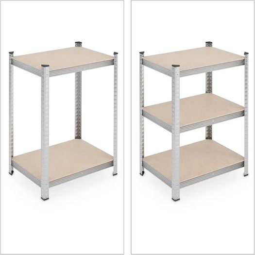 Relaxdays Heavy Duty Shelving Unit, Set of 2, 5 Shelves, 180 x 60 x 45 cm, 500 kg, Garage & Warehouse, Steel, Silver