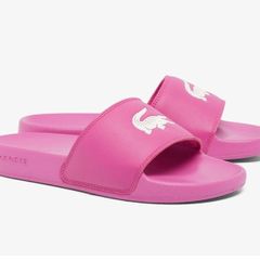 LACOSTE Pink/White Serve Sliders