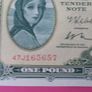 Irish 1971 Lady Lavery One pound banknote in uncirculated condition Image 2