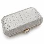 Silver Satin Rhinestone Clutch Bag Wedding or Party Image 9