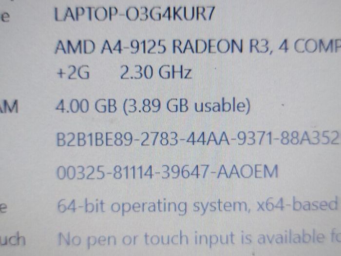 HP 15.6 inch Laptop, Model 15-db0043na,  AMD A4-9125 Radeon R3, 4 Compute Cores 2C + 2G, 2.3GHz, 4GB Ram, 1 Terrabyte Hdd, Windows 10, Microsoft Edge, Chrome and VLC
