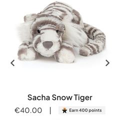 New JELLYCAT Sacha Snow Tiger