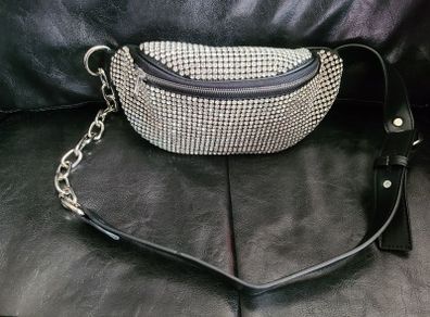 Alexander Wang Attica Soft Rhinestone Fanny Crossbody Bag in Black