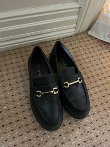 Black chunky loafers shoes