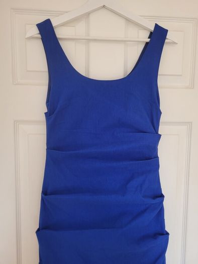 Blue ruched fitted dress