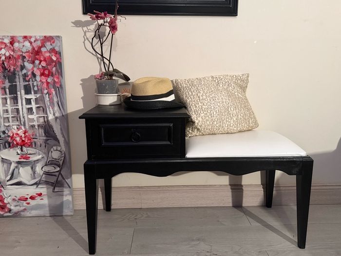 Solid Wood Hallway Bench & Mirror