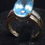 Vintage 9ct Gold Large Blue Topaz Statement Ring Size 55 Image 2