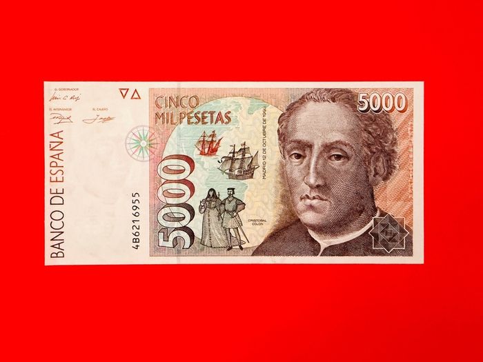 Spain  5000  Pesetas  2992  Pick 165  Scarce ( Christopher  Columbus ) Unc