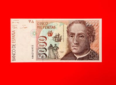 Spain  5000  Pesetas  2992  Pick 165  Scarce ( Christopher  Columbus ) Unc