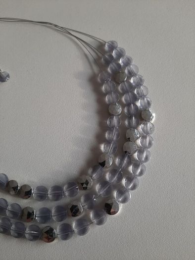 Grey and silver tone bead necklace