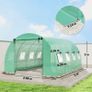 Greenhouse approx. 4 x 3 x 2 m Polytunnel with 2 Roll-Up Zipper Doors & 8 Mesh Windows, Support Bars, Green Image 4