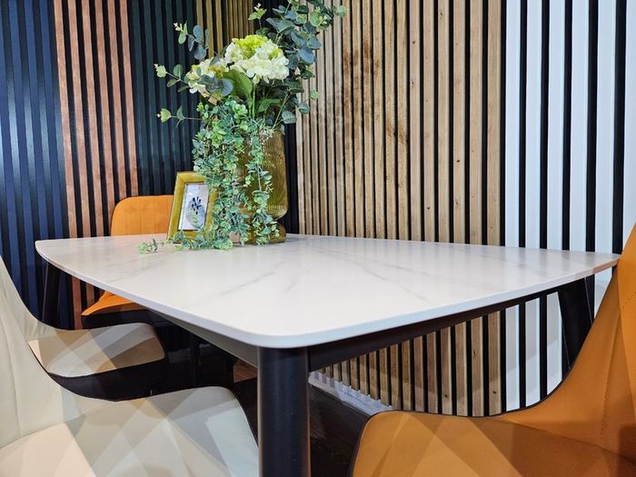 Stone/Ceramics Dining Table with Gold Ends