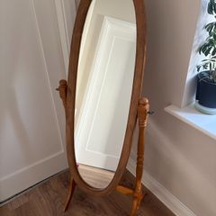 Vintage Oval Wooden Free-Standing Mirror