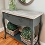 Antique oval mirror & console table Image 6