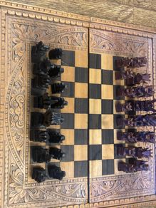 Vintage Chess board and Backgammon crafted by hand