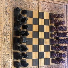 Vintage Chess board and Backgammon crafted by hand