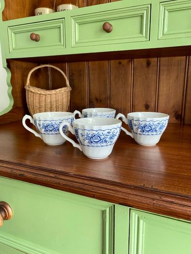 Vintage Myott Melody Fine Ironstone Set of Four Teacups