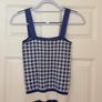 New River Island Women's Blue & White Houndstooth Knit Top - size UK 8 Image 2