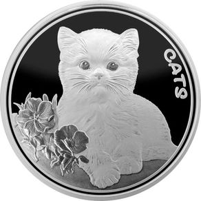 2022 Fiji 50 Cents 1oz Silver Bullion Coin - Cats. Proof-like. (In Capsule)