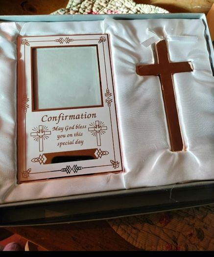 Confirmation set with frame and cross, new in box