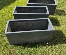Grey plastic planters/plant pots x3