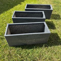 Grey plastic planters/plant pots x3