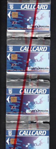 1993 Ireland 10 unit Communications '93 fair, sponsored by Cable & Wireless Strip of 14 (Gemplus GEM1) Call Card Mint in Packaging