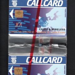 1993 Ireland 10 unit Communications '93 fair, sponsored by Cable & Wireless Strip of 14 (Gemplus GEM1) Call Card Mint in Packaging
