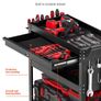 4-Tier Tool Cart with Wheels, 350 lbs Load Capacity, Rolling Work Cart with Drawer & Pegboard, Mechanic Tool Storage Organizer with Locking System for Garage, Warehouse and Repair Shop, Black Image 6
